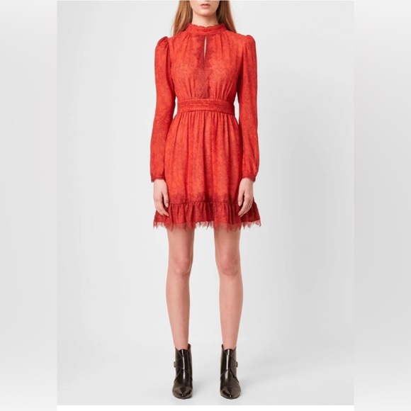 French connection red poppy lace mini dress size 8 - Picture 1 of 14